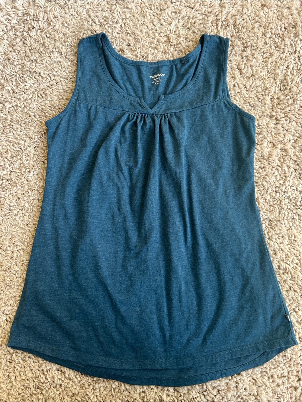 Toad & Co Palmilla Notched Tank Heathered Blue size S EUC